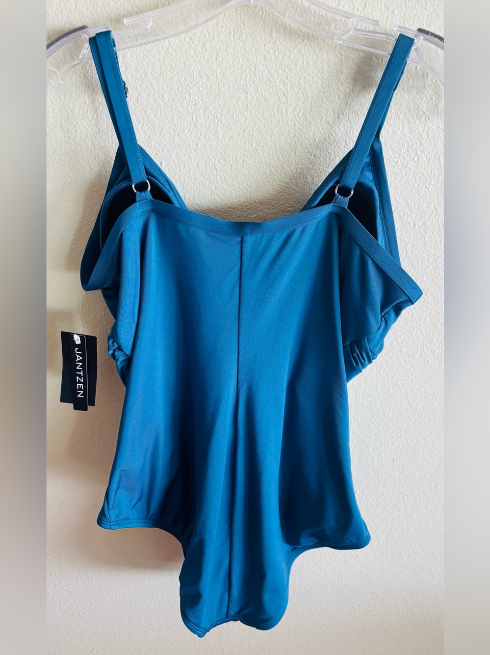 NWT Jansen One Piece 
Ruched Crisscross V Neck Push Up Swimsuit in Blue Size: 14 - Picture 4 of 7